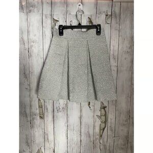 Devlin Women's metallic silver pleated mini skater skirt polyester size- small